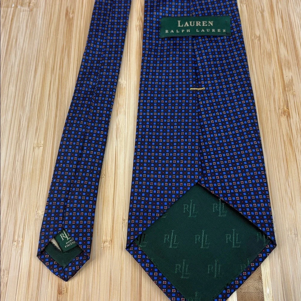 Lauren Ralph‎ Lauren Neck Tie Blue Geometric Silk